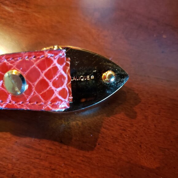 Lalique Paris Crystal Buckle Belt Red Glazed Exotic Leather 40” Original main image 11
